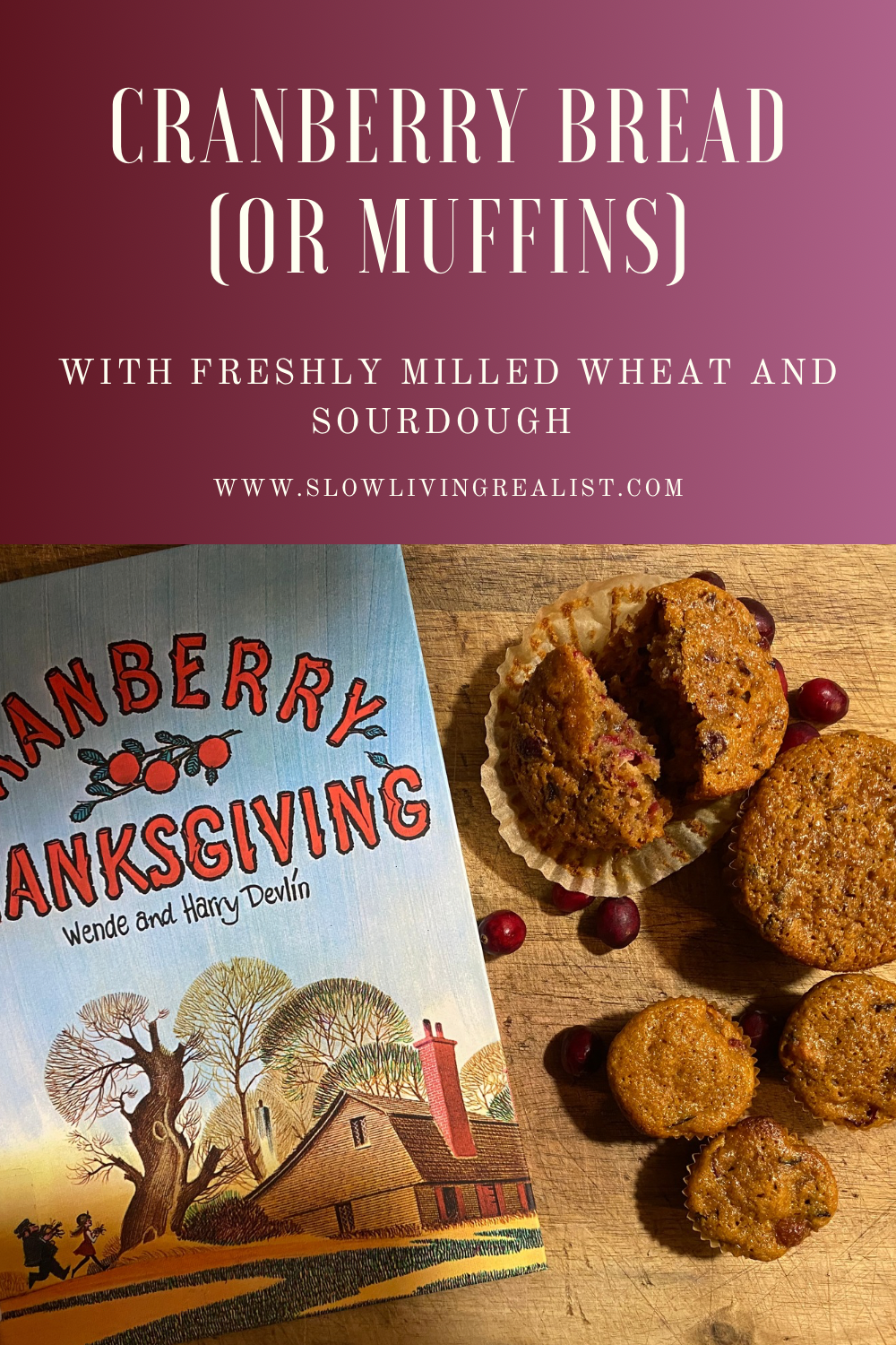 Cranberry Bread (or muffins) – with Freshly Milled Wheat and Sourdough 